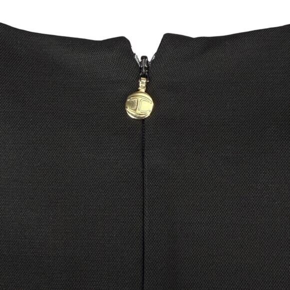 JUST CAVALLI Roberto Cavalli Midi Black Shift Dress W/ Multi Trim Size 8 Wool - Picture 8 of 10